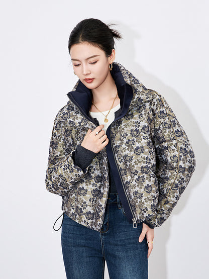 Chic Printed Down Cotton-Padded Jacket Women's Short Overcoat 2025 Winter New Fashion Loose Thicke Warm Parka
