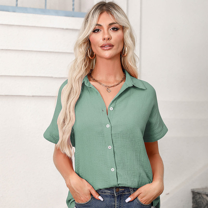 Women'S Short Sleeve Button Down Shirt Blouse For Women Elegant Tunics Summer Tops Work Blouses