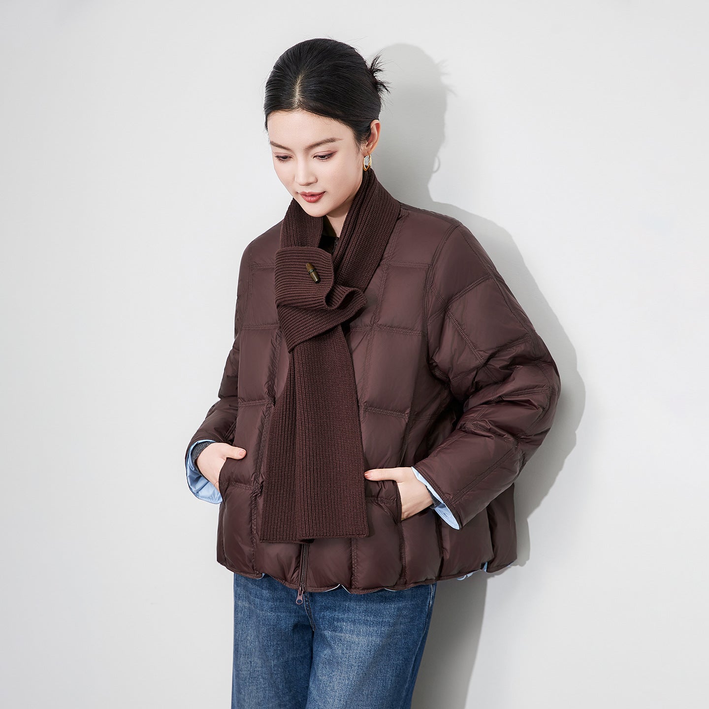 Slimming Effect Commute Ready Women's Pure Color Versatile Cotton Jaet Retro Daily High-End Sle Korean Loose Fit Long Sve