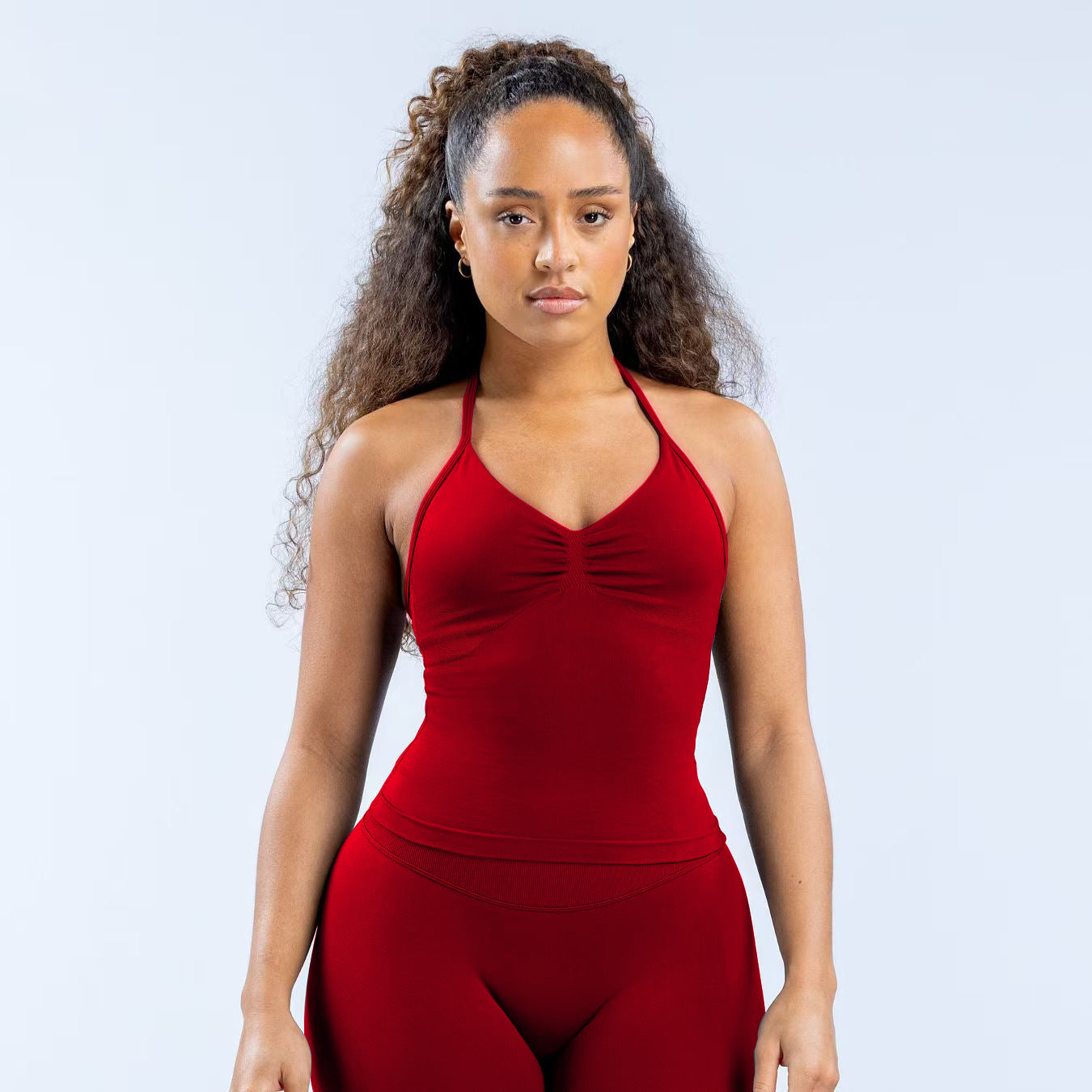 Longline Strappy Top Women Seamless Yoga Tank Tops Ruched Backless Gym Clothes Workout Sleeveless Shirts With Buit In Bra
