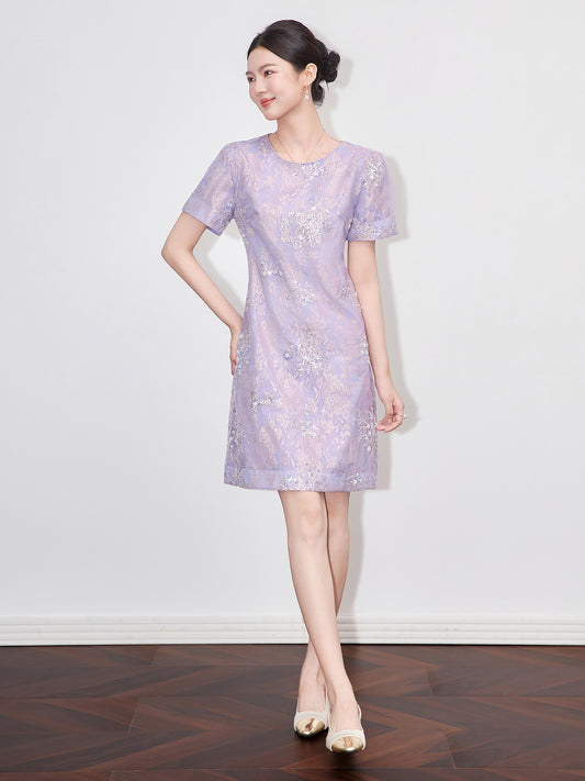 Chinese Sle Lightweight Breathable Hemp Embroidered Dr Women's V-ne Ort Sve Dres Casual A-line Skirt