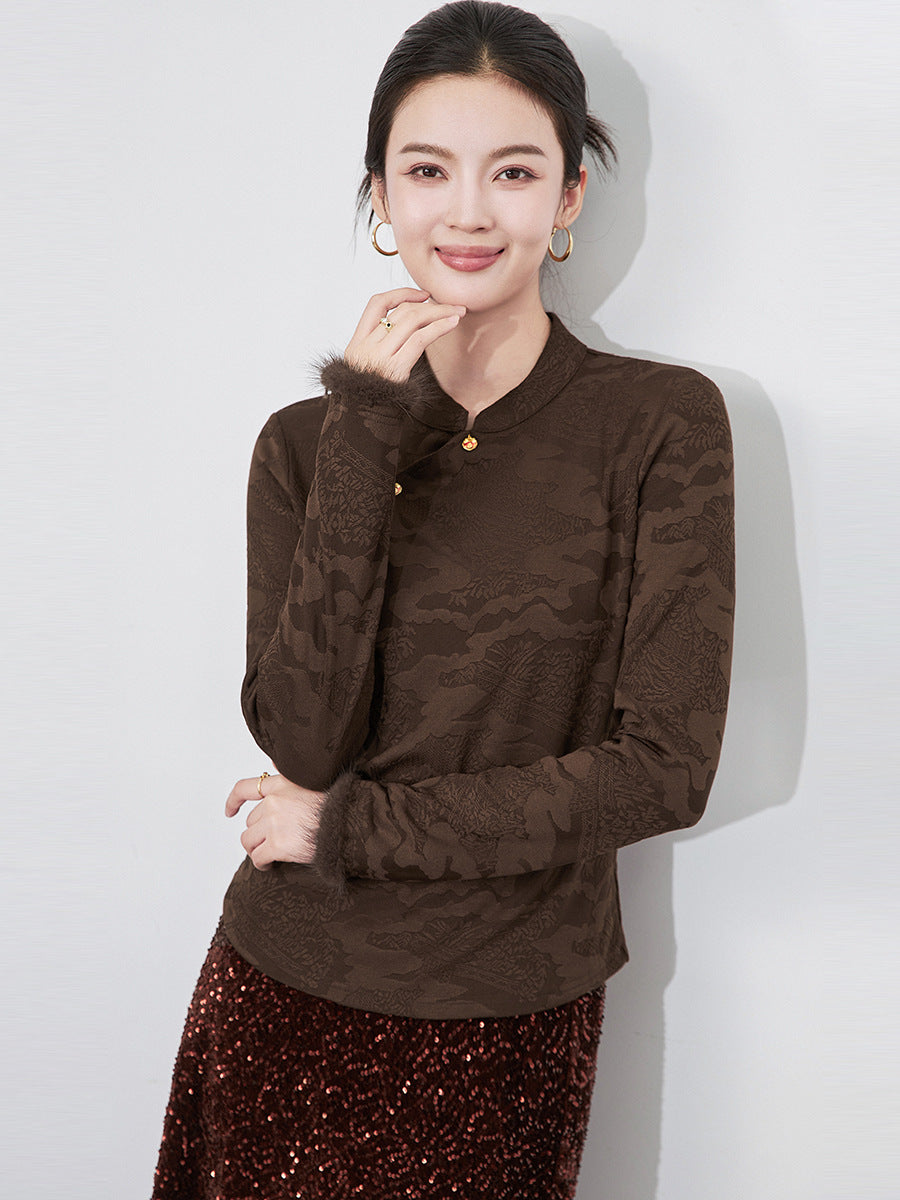 Retro Anti-Aging Loose Long Sleeve Thickened Knitted Top Autumn Winter New Style Pure Wool Sweater Women Stand Collar Pullover
