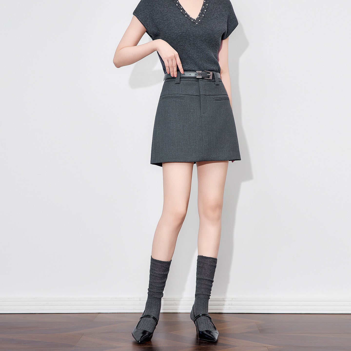 Mini Dress High-waisted Slimming Bodycon Skirt Black Petite Summer Style Women's Fashion A- line Mini Dress