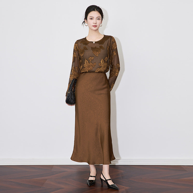 Silk Printed Irt Women's Loose Fit Vintage Sle Long Sve Pattern High End Feeling Spring New Chinese Sle