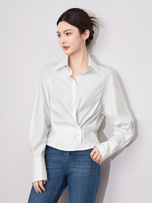 Autumn Fashion Women's Casual Elegant Long Sleeved Shirt Office Women's White Shirts and Blouses Slim Waist Femal Clothes