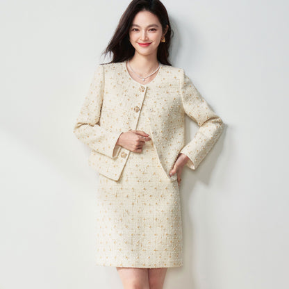 New Chinese Style Embroidered Beige Tang Suit Jacket Women's Spring Autumn Loose Slimming Retro Top Buttoned Outerwear