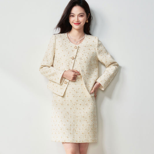 New Chinese Style Embroidered Beige Tang Suit Jacket Women's Spring Autumn Loose Slimming Retro Top Buttoned Outerwear