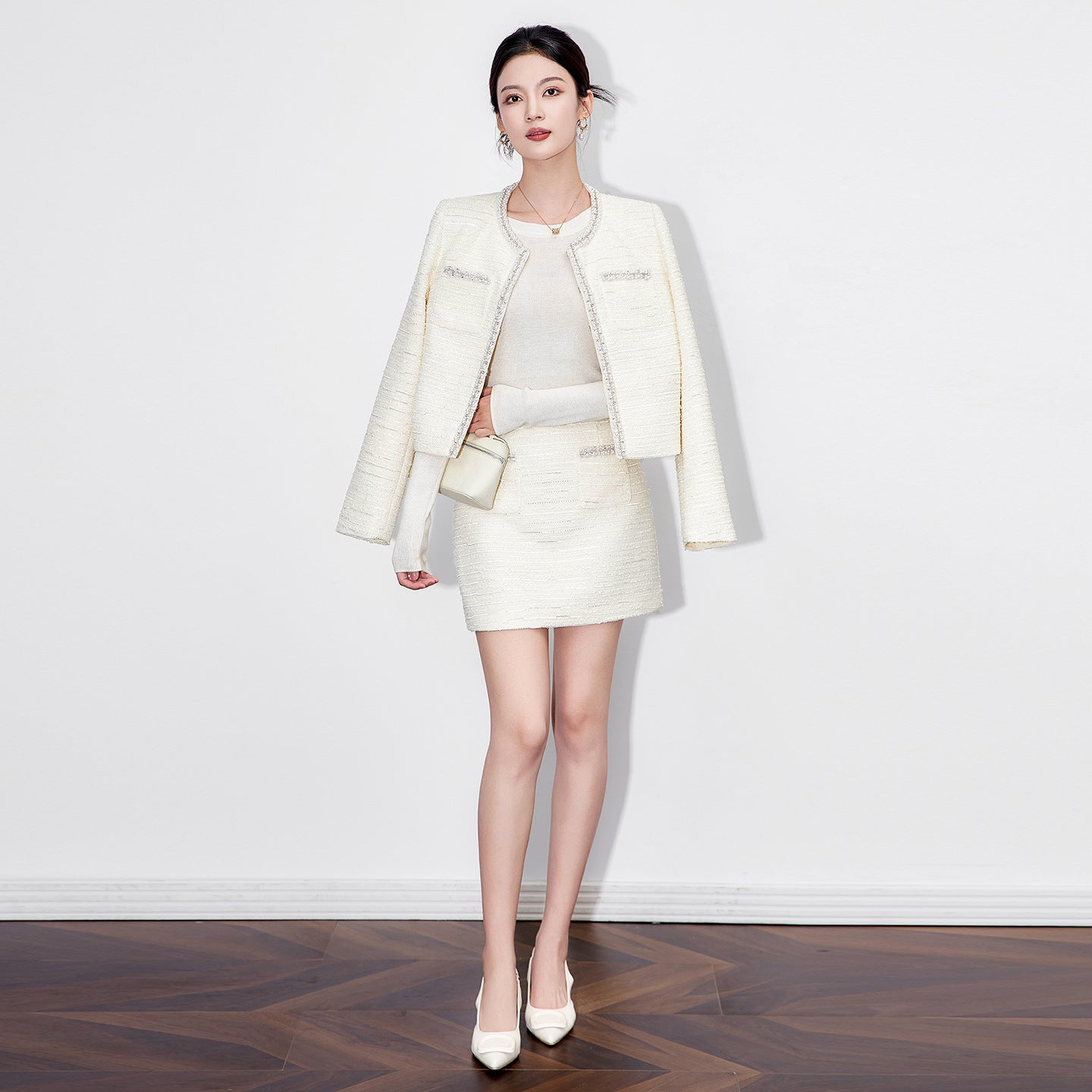 Frence Elegant Two Piece Set Women Korean Fashion Retro Party Mini Skirt Suit Female Long Sleeve Chic Design Vintage Set 2024