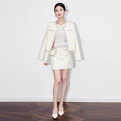 Frence Elegant Two Piece Set Women Korean Fashion Retro Party Mini Skirt Suit Female Long Sleeve Chic Design Vintage Set 2024