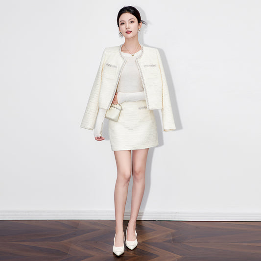 Frence Elegant Two Piece Set Women Korean Fashion Retro Party Mini Skirt Suit Female Long Sleeve Chic Design Vintage Set 2024
