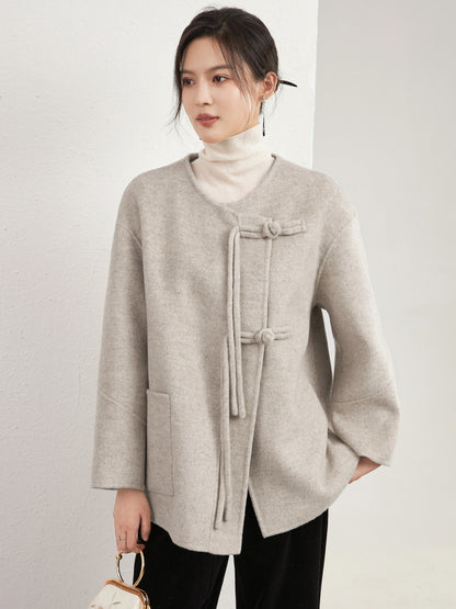 Improved Version Double-Faced Cashmere Coat New Chinese Style Retro National Trend Women's High-End Short Coat