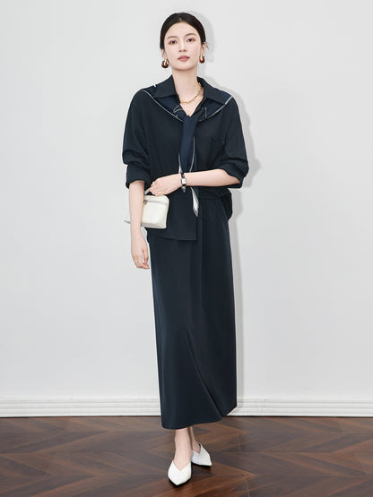 Retro Korean Style Casual Shirt Dress Turndown Collar Long Sleeved Spring Autumn Short Dress  New Fashion Women's Clothing