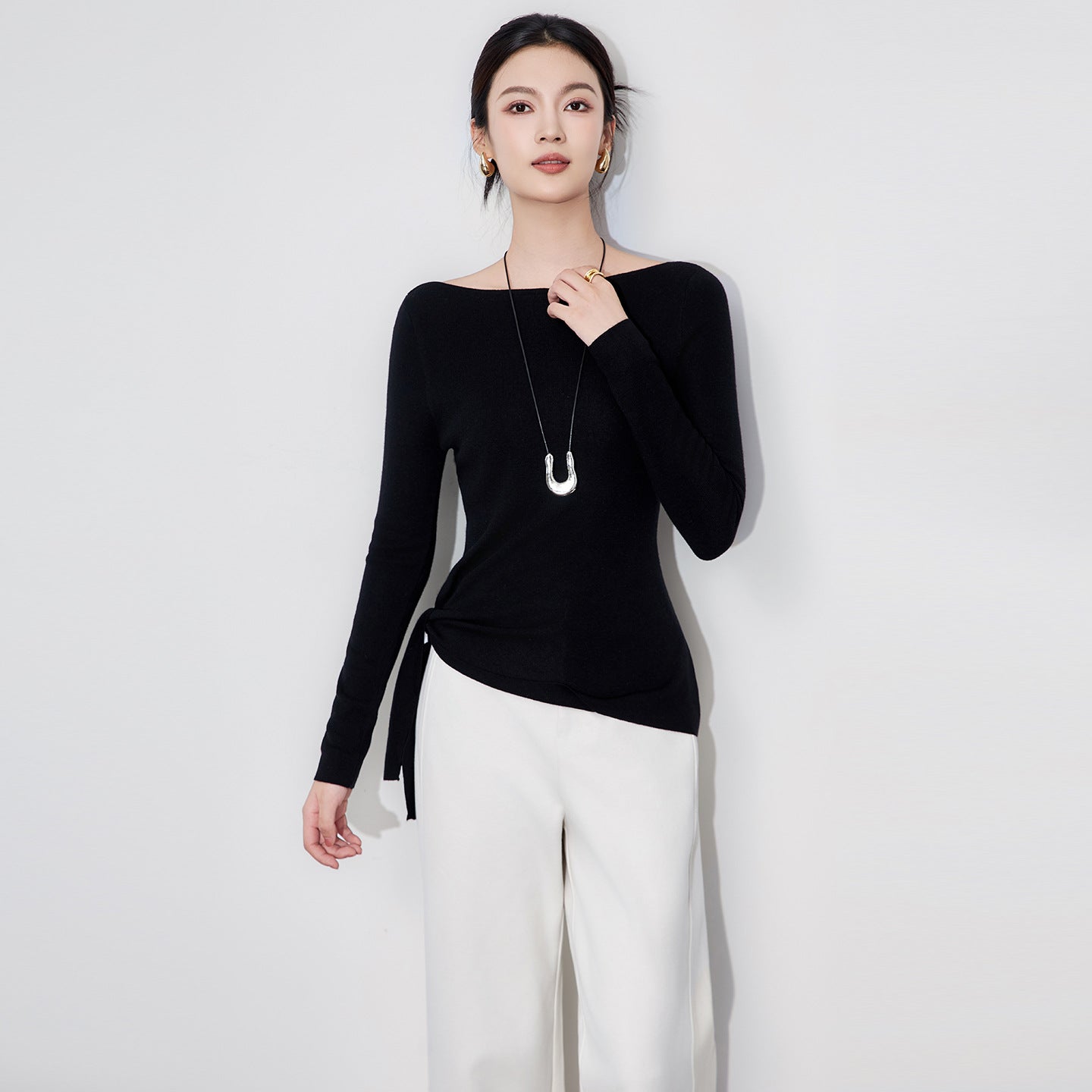 Sexy Crop Tops y2k Women Aesthetic Clothing Solid Color Long Sleeve Slit Hem T Shirts Fall Spring Clothes Streetwear