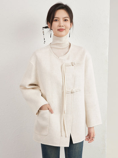 Improved Version Double-Faced Cashmere Coat New Chinese Style Retro National Trend Women's High-End Short Coat