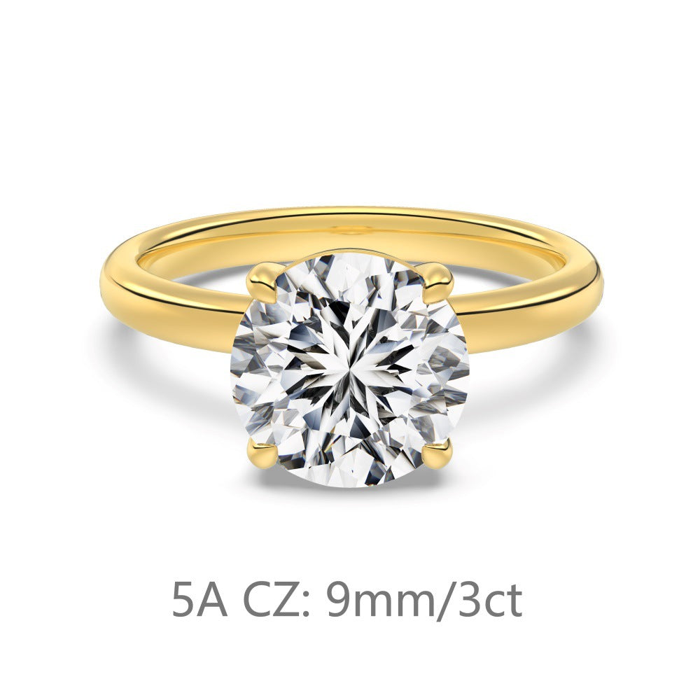 Women Yellow Gold Color Sterling Silver 925 Jewelry For Wedding Engagement Anniversary