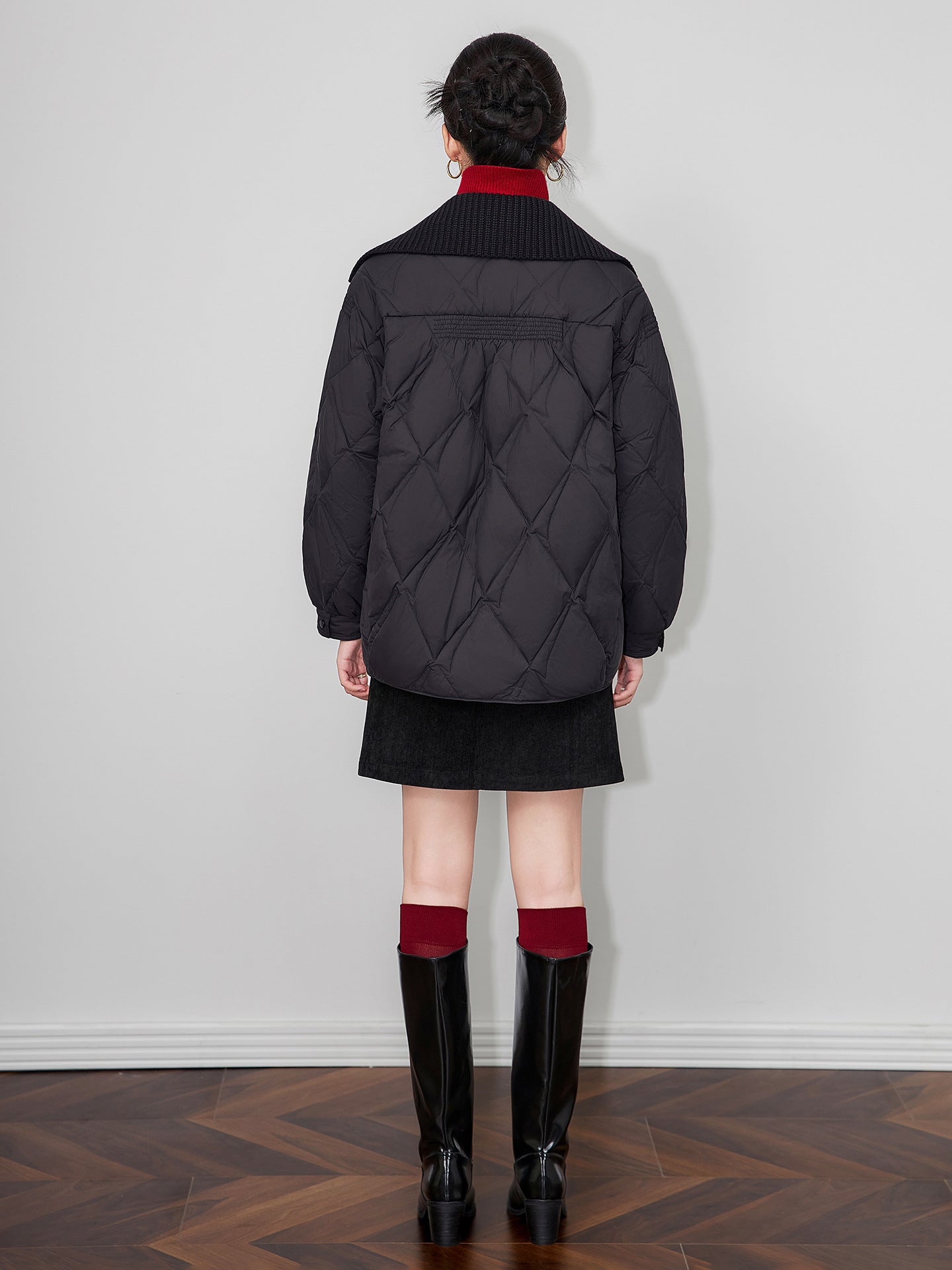 Elegant Ladylike Duck down Jacket Lightweight Short Sleeve Long Sleeve Stand Collar Quilted Nylon Fabric French Style Commute
