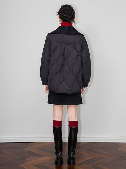 Elegant Ladylike Duck down Jacket Lightweight Short Sleeve Long Sleeve Stand Collar Quilted Nylon Fabric French Style Commute