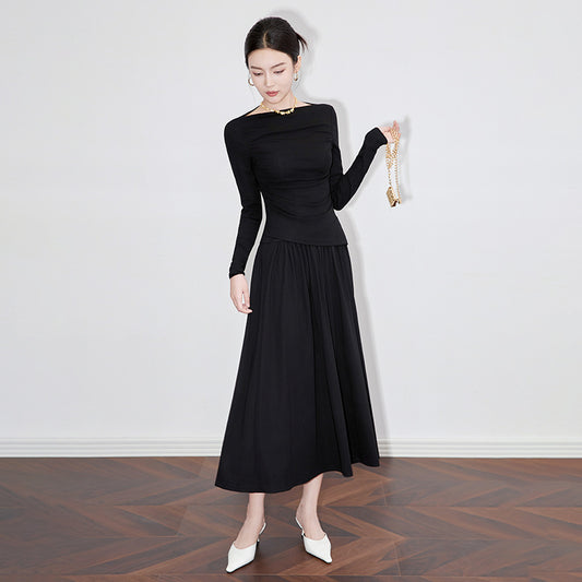 Minimalist Elegant Dresses for Woman Multi Color Ruched Elastic Waist for Comfort Flowy Skirt Casual Dress
