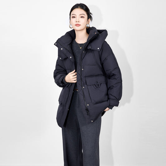 Winter Thickened Women's down Jacket White Duck Feather Loose Fashionable Versatile Warm Outerwear for Small Stature