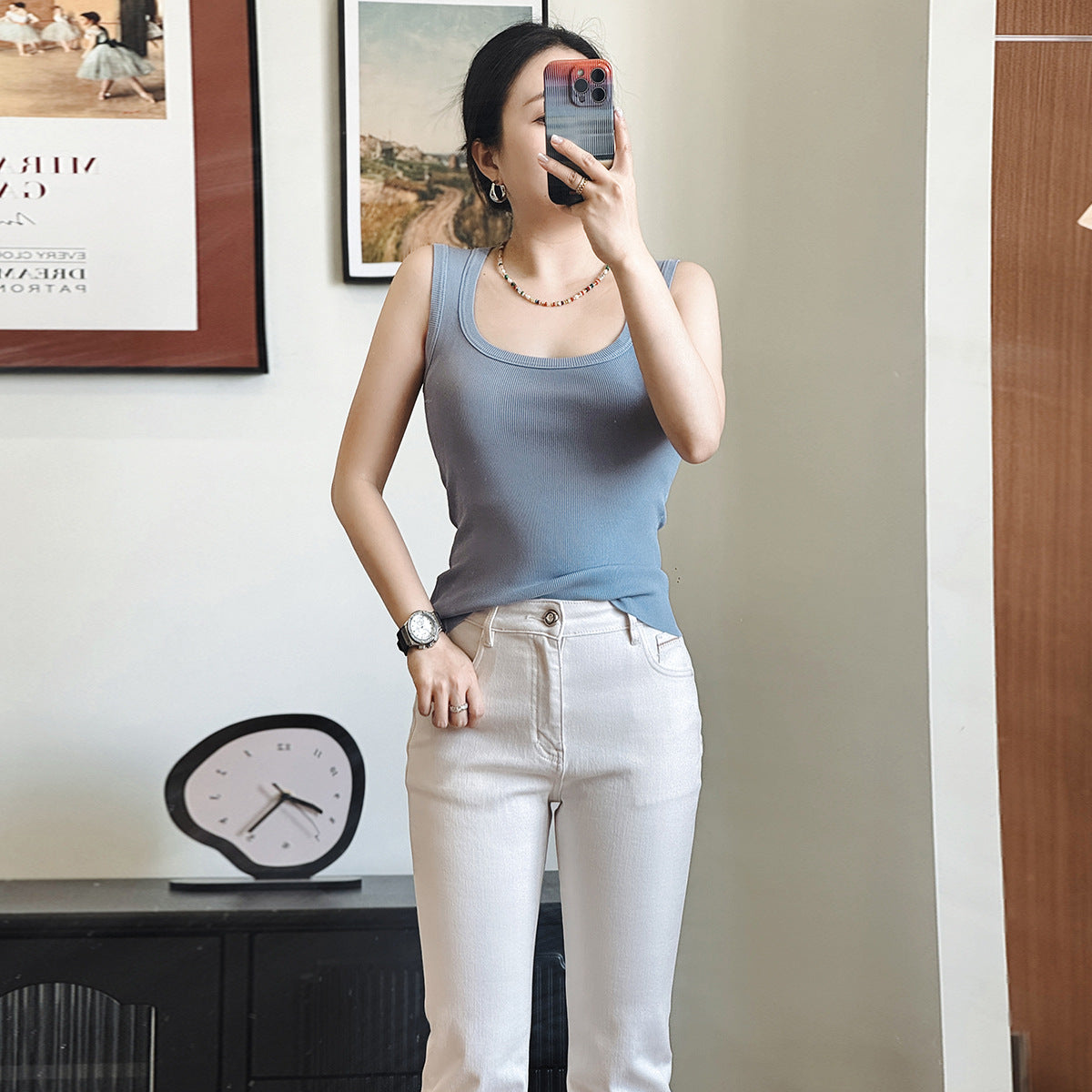 Women's Cotton Built-in Bra Vest Cami with Removable Padding, No Need Bra Top for Yoga Gym & Daily Comfort Wear Running Vest