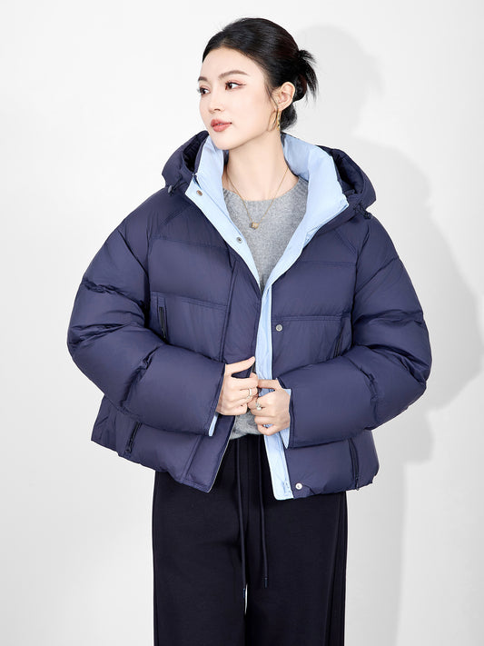 Winter Stand Collar Warm Short Down Jacket Female Zipper Thicken Quilted Jacket Women White Duck Down Solid Puff Parker Outwears