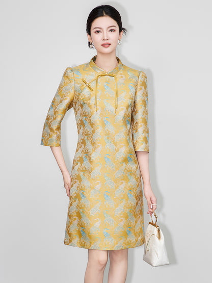 Fashion Embroidery  Autumn/Winter New Chinese Style Improved Cheongsam Long Sleeve Young Style Girl Retro Qipao Dress