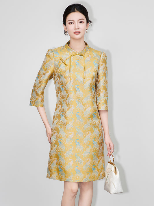 Fashion Embroidery  Autumn/Winter New Chinese Style Improved Cheongsam Long Sleeve Young Style Girl Retro Qipao Dress
