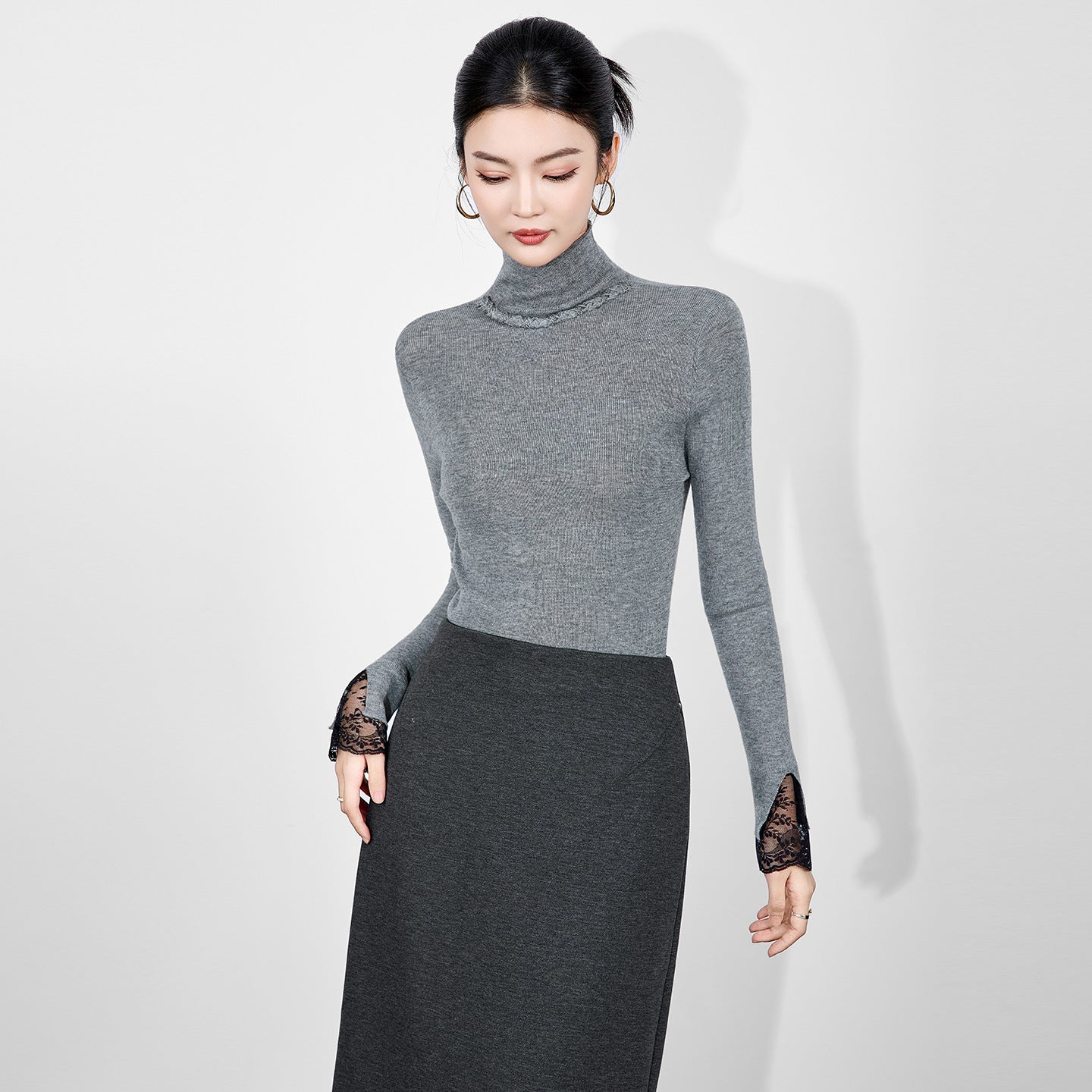 Korean Sle Diamond Embedded Knitted Base Irt Comfortable Soft F High Collar Sweater Trendy Unique Inner Wear Top