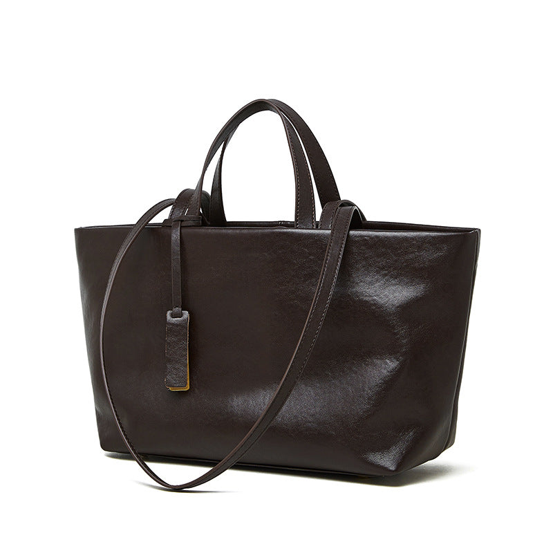 Large Capacity Soft Cowhide Shoulder Bag