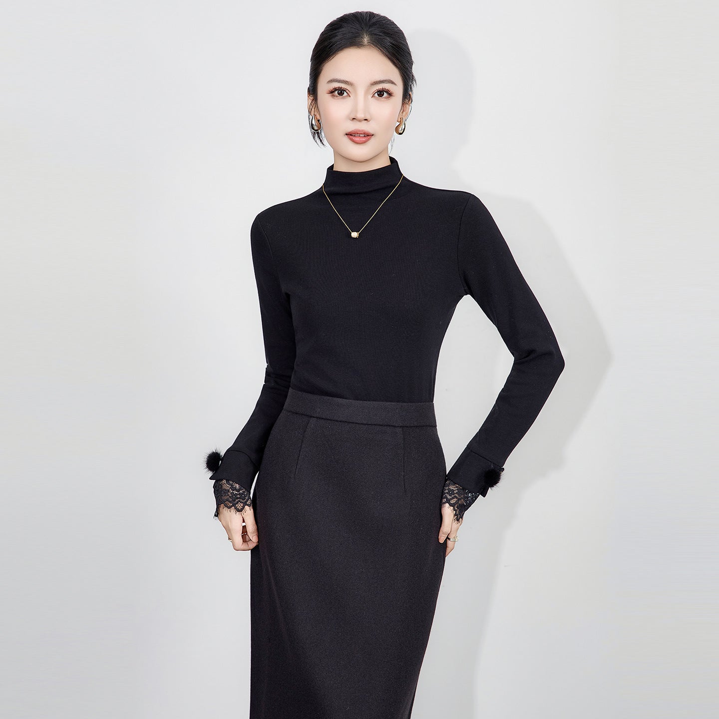 Ultrafine Merino Wool Knitwear 16 Needle Four Flat Dense Weave High Neck Bottoming Sweater Solid Color Simple Versatile Frenc