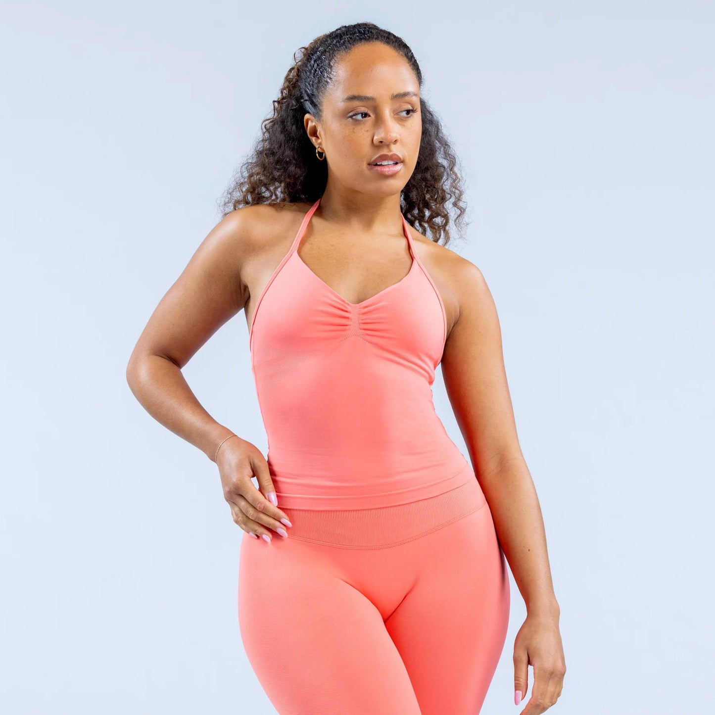 Longline Strappy Top Women Seamless Yoga Tank Tops Ruched Backless Gym Clothes Workout Sleeveless Shirts With Buit In Bra