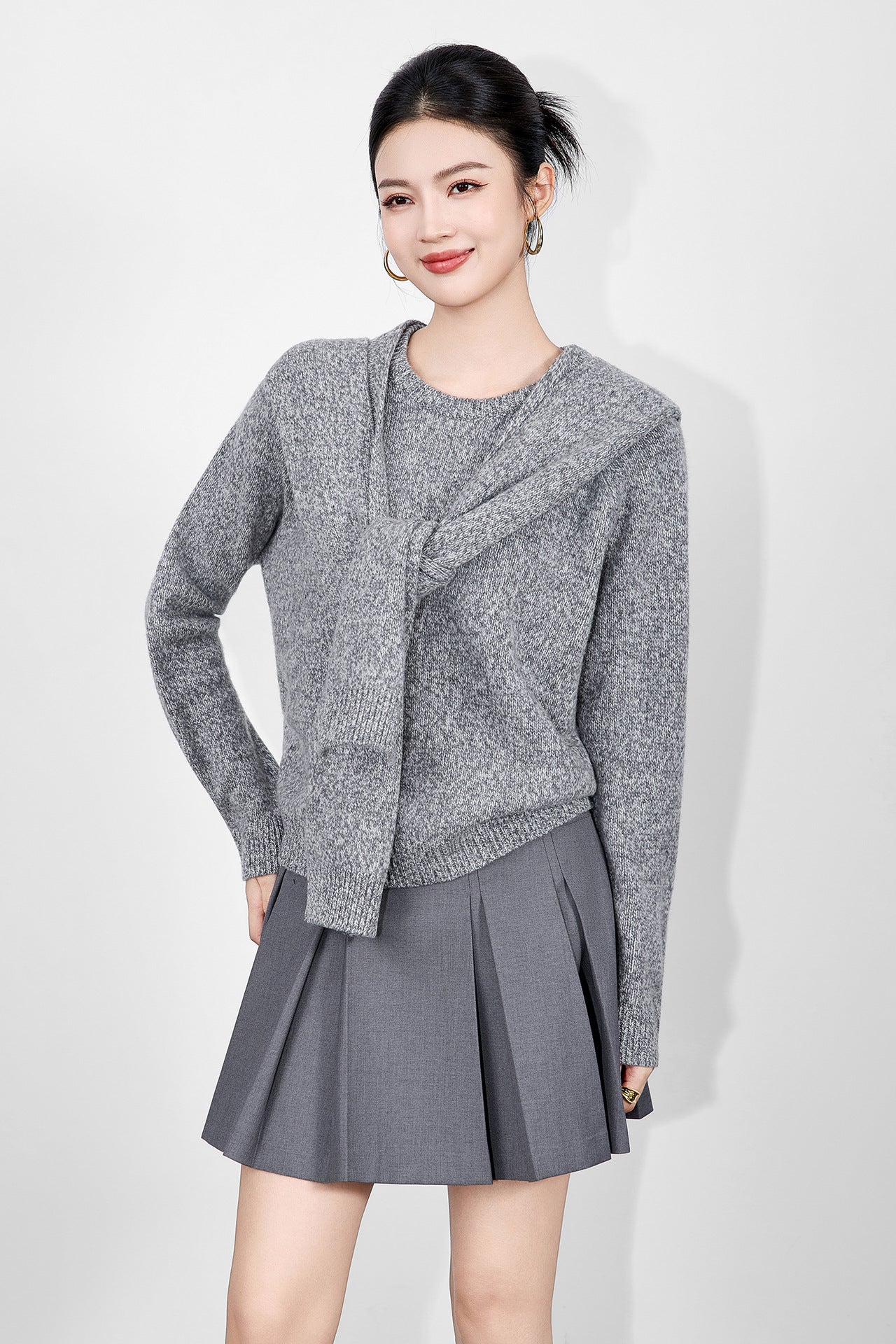 100% Merino Wool Sweaters For Women 2025 Winter Warm Knitted Woolen Pullovers Loose Tops Woman Solid Fashion Sweater With Scarf