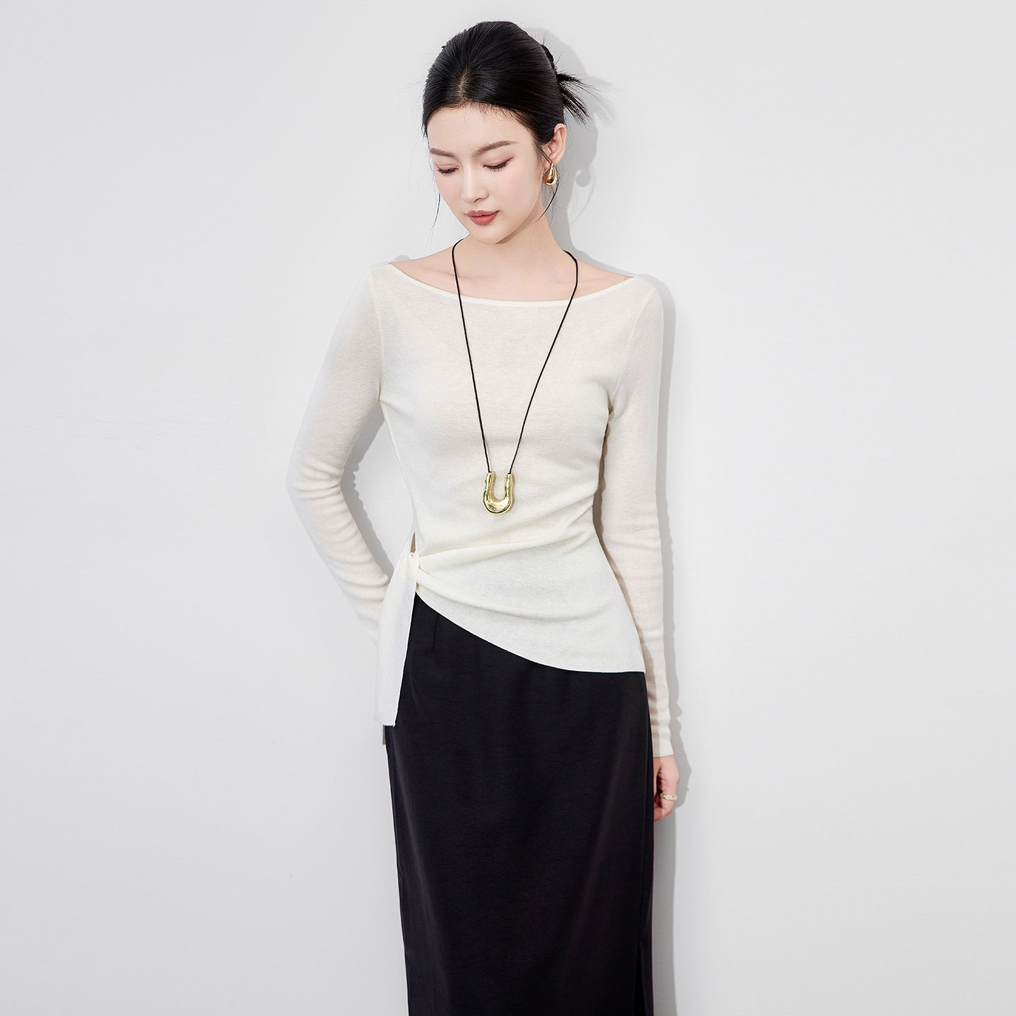 Sexy Crop Tops y2k Women Aesthetic Clothing Solid Color Long Sleeve Slit Hem T Shirts Fall Spring Clothes Streetwear