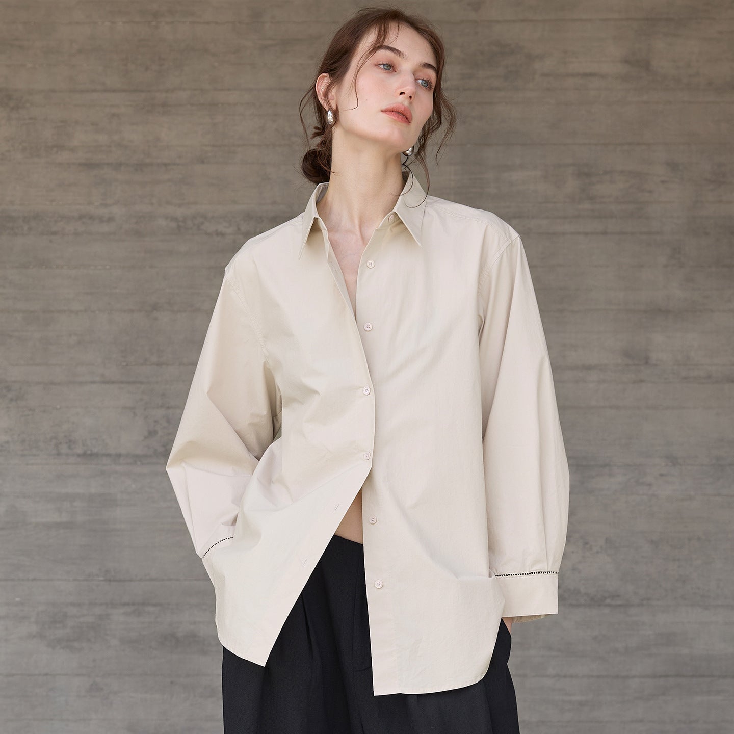Fashion Women 100% Cotton Blouse Long-sleeved Lapel Single-breasted Buttons Casual Loose White Color Streetwear Female Shirts