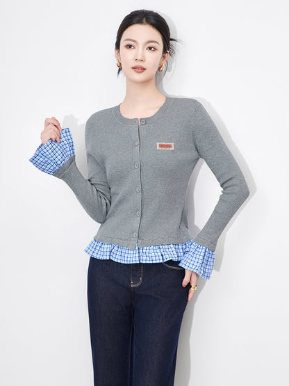 Stylish Unique Knitted Open Cardigan Sweater High Design Sense Beautiful Autumn Winter Fashion Outerwear Polyester Fiber Crew Ne