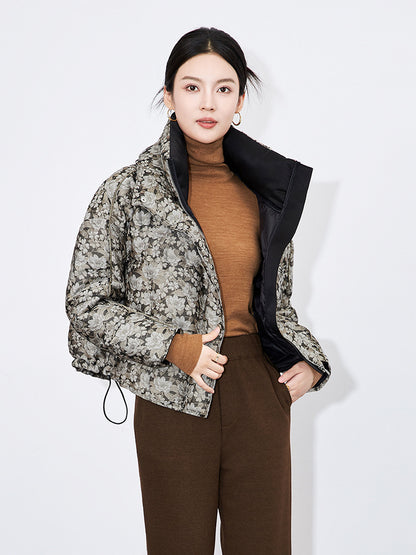 Chic Printed Down Cotton-Padded Jacket Women's Short Overcoat 2025 Winter New Fashion Loose Thicke Warm Parka