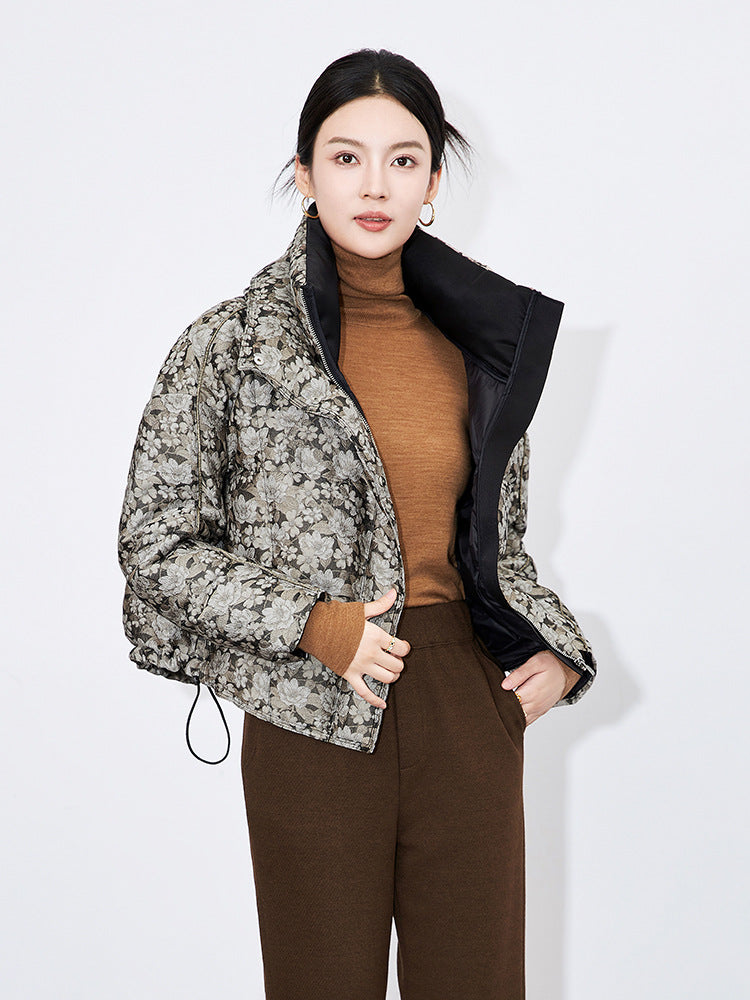 Chic Printed Down Cotton-Padded Jacket Women's Short Overcoat 2025 Winter New Fashion Loose Thicke Warm Parka