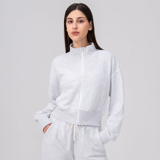 Winter Warm Cropped Fleece Hoodies Women Zip Up Loose Thick Jackets For Ladies Winter Clothes