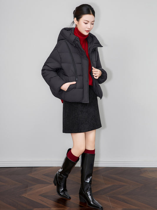 Warm Sli Hooded Ort Du Down Jaet Outerwear PREON Winter Faion Smooth Commute Sle 90% Down Coat Zipper Closure