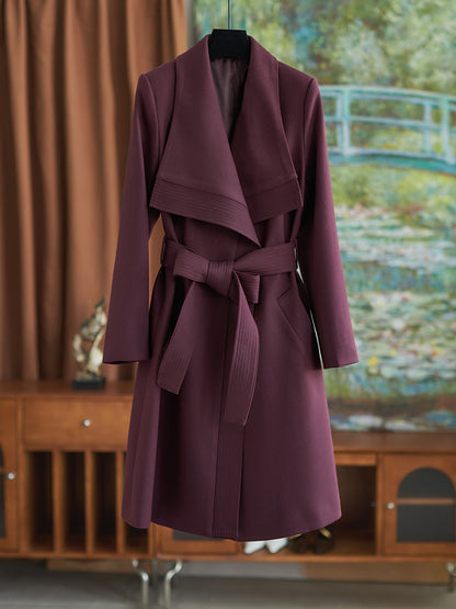 NEW Fashion Ladiess Annecy Coat Big Lapel Cashmere WOOL Blend Oversized Trench Sides Slits