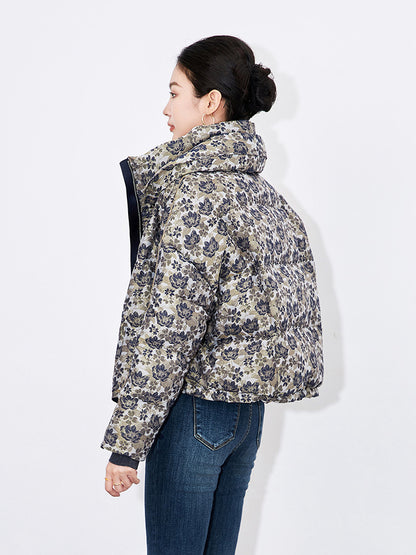 Chic Printed Down Cotton-Padded Jacket Women's Short Overcoat 2025 Winter New Fashion Loose Thicke Warm Parka