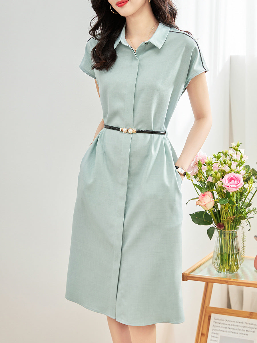 Women's Summer New Sle Vest Dr with Fake Kets Waist Cinching Long Dr Belt Included Commute Sle Regular Fit