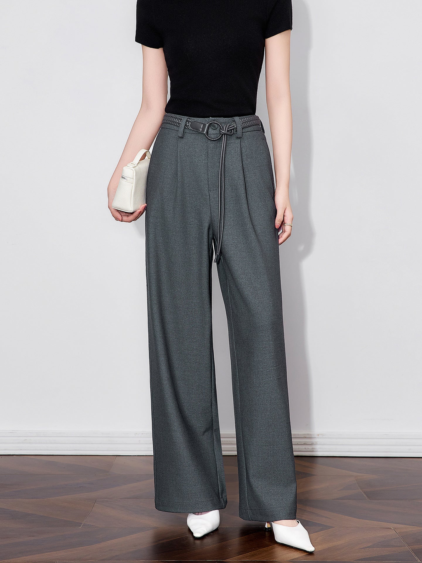 High Waist Wide Leg Linen Pants Women Summer Loose Fitting Casual Trousers Straight Cut Suit Pants Slimming Drapey Trousers