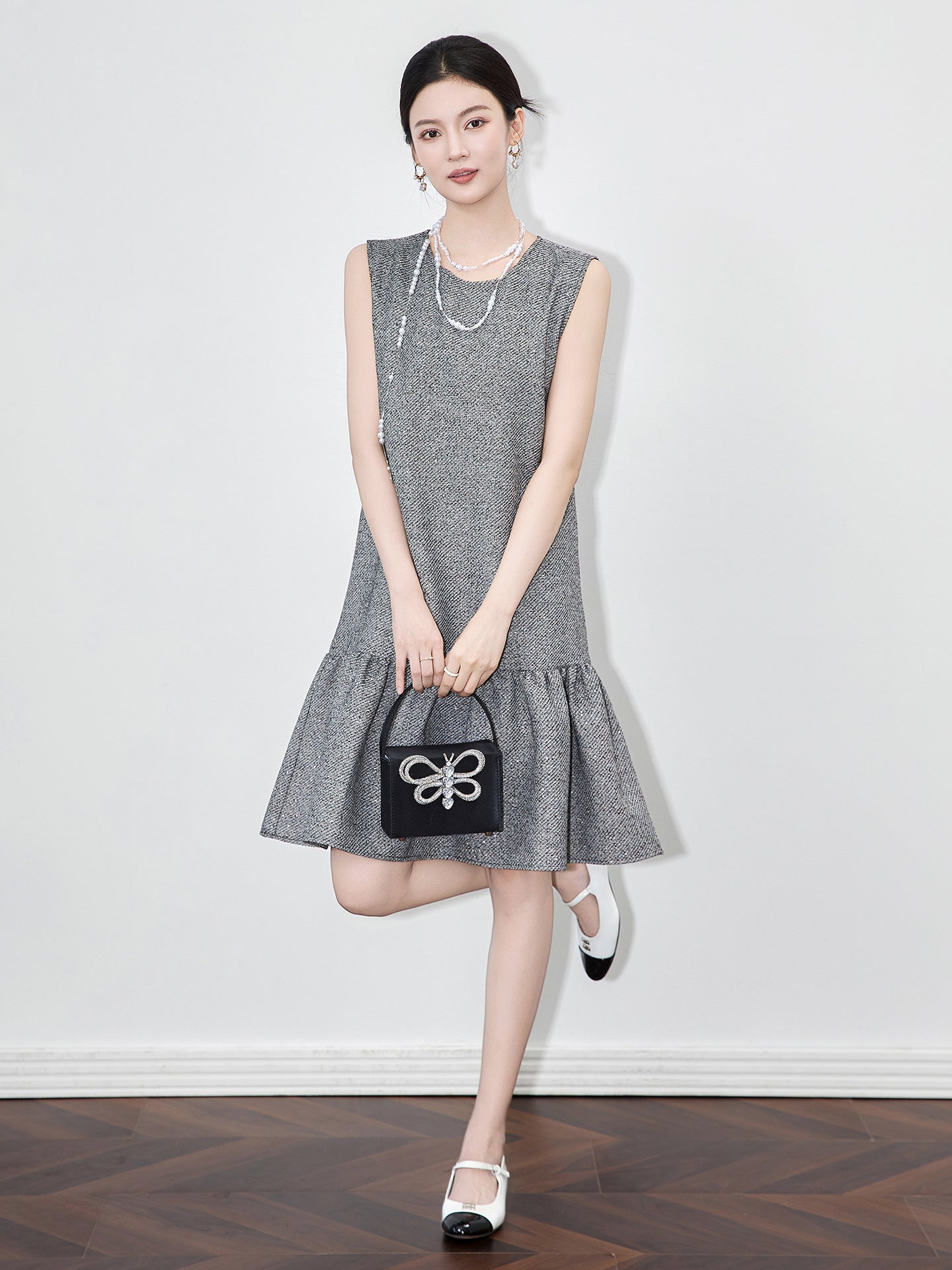 Autumn Dress Women's New Light Luxury High-end New Gray Small Fragrant French Box Temperament Skirt