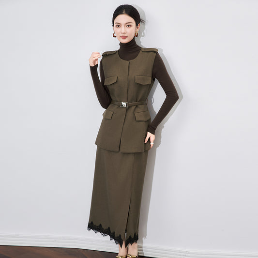 Belt Sleeveless Vest Woman Summer Waistcoat Button Vest Top Women Streetwear Outerwears Black Vests for Women Coat