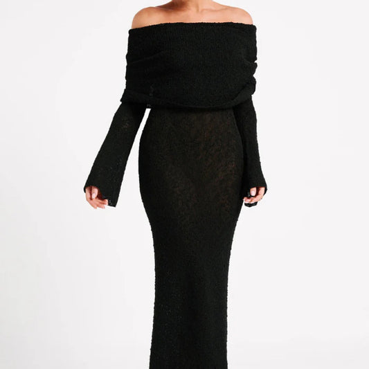 Slim Fit Hip Hing Long Skirt One Shoulder Design High Waist Polyester Fabric Long Summer Dress