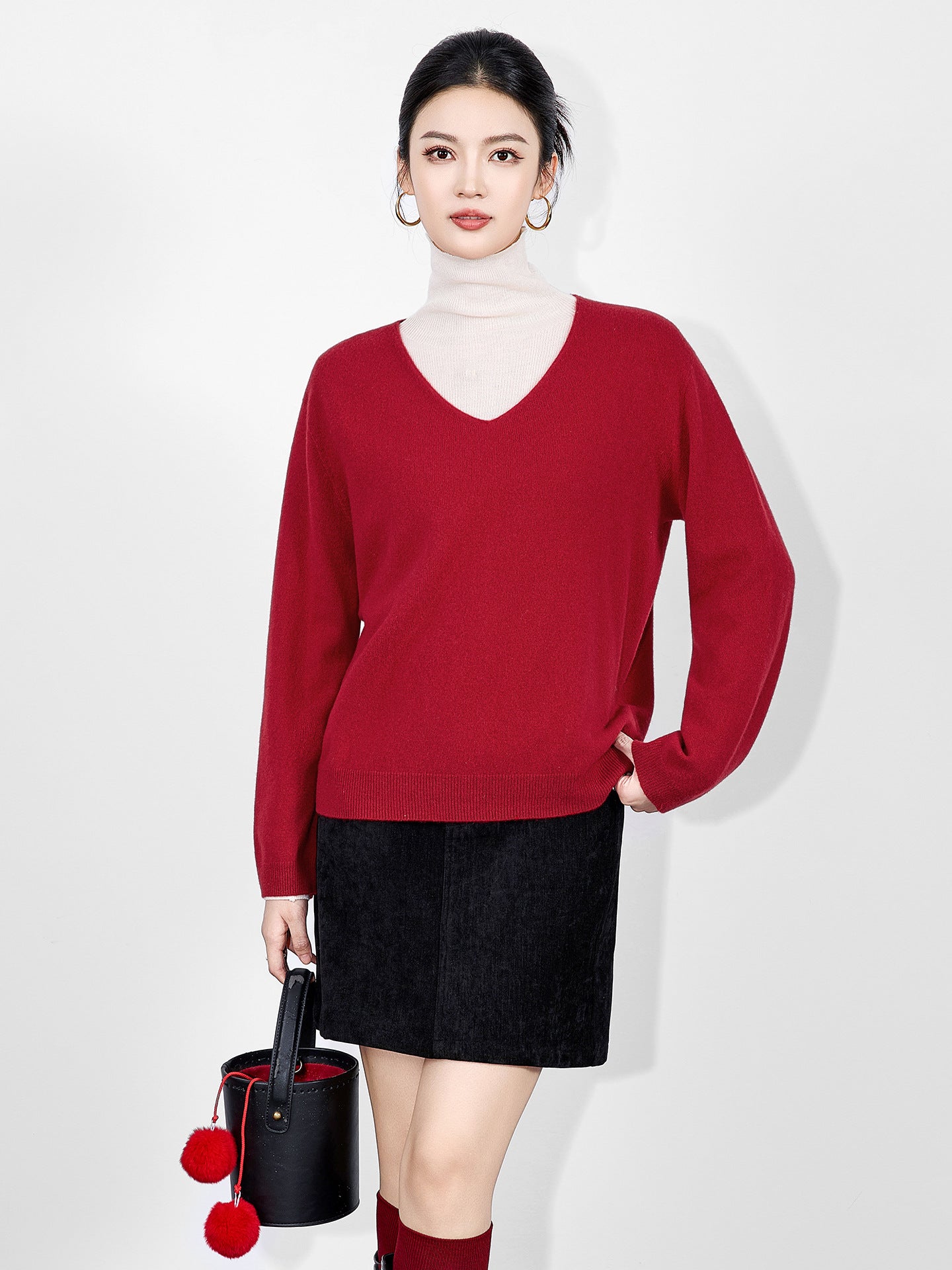 100% Merino Wool Women Pullovers V-neck Long Sleeve Knitted Woolen Basics Sweaters Loose Tops Women's Solid Pullover Sweater