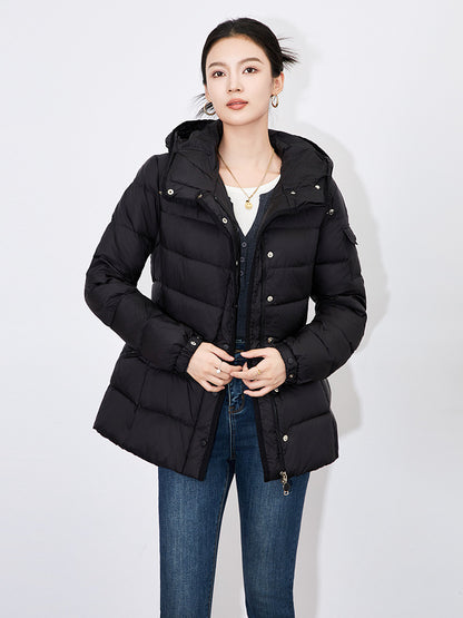 Light Luxury Anti-Age Slim Fit Hooded Belted Short Puffer Jacket Women