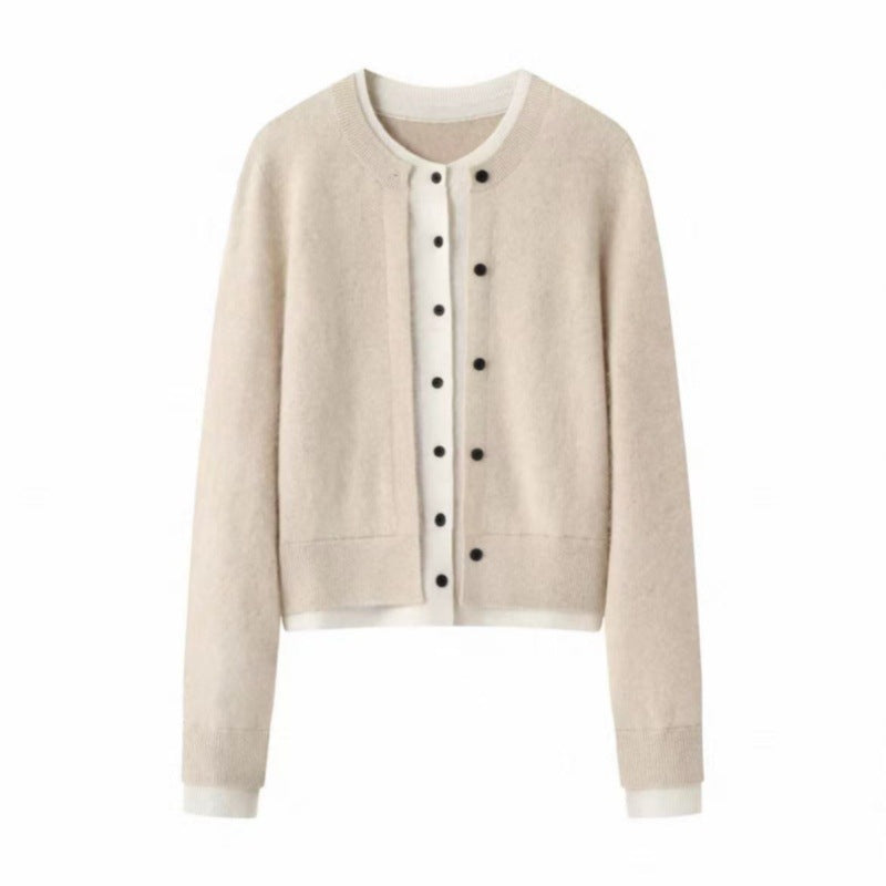 Women's Cashmere Blend Long Sleeve Knitted Sweater Autumn Winter New Design Outerwear Comfortable Loose Fit U-Neck Knitwear