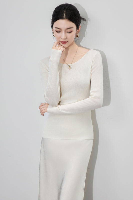 New Autumn and Winter Style Texture Slim Fit Inner Women's Round Neck Layered Base Sweater To Make You Look Slim and Gray